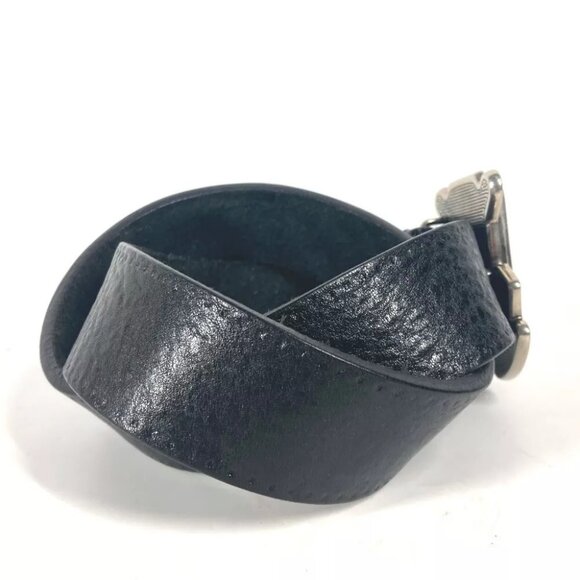 GUCCI 223896 G logo buckle belt Leather Black/Silver